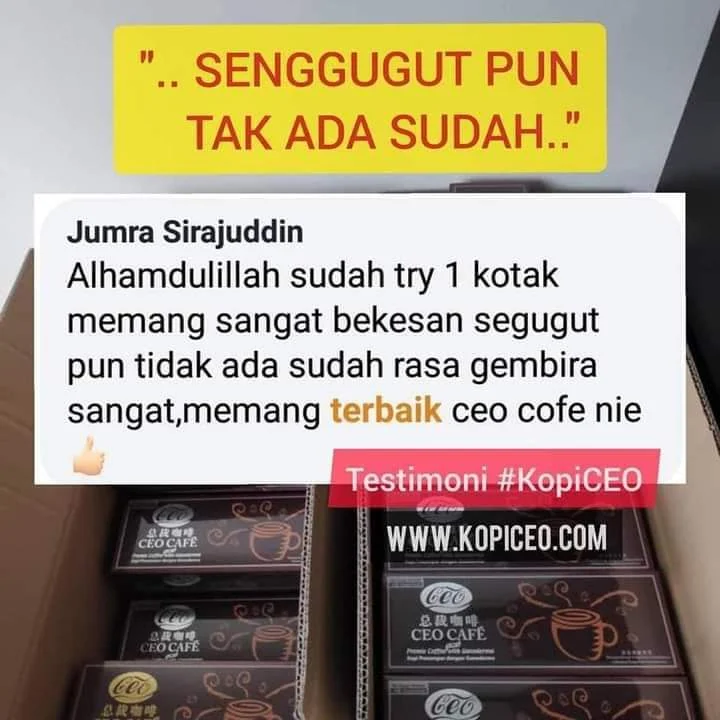 Testimoni pelanggan CEO Café (senggugut)