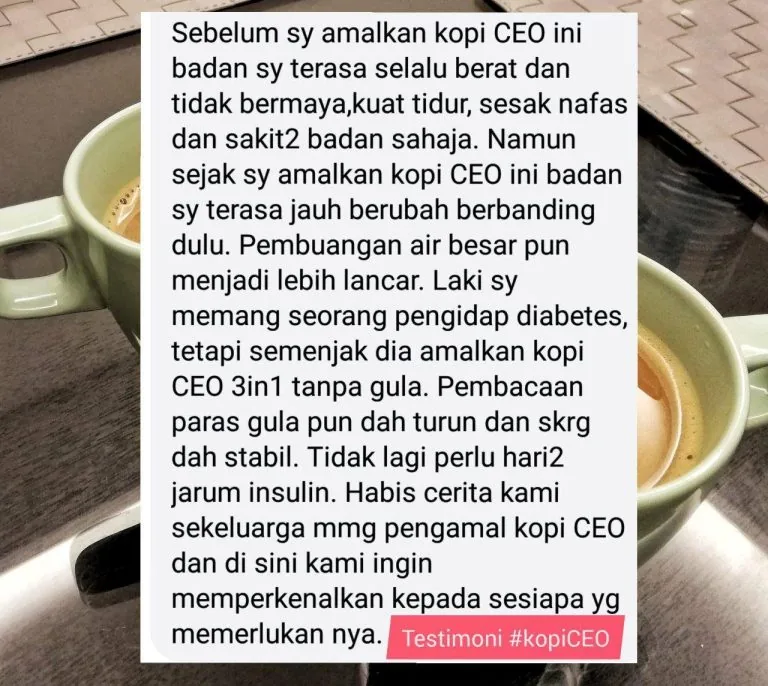 Testimoni sakit badan, letih & suami diabetic - #KopiCEO